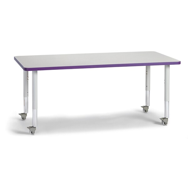 Berries Rectangle Activity Table, 30 in. x 60 in., Mobile, Freckled Gray/Purple/Gray
